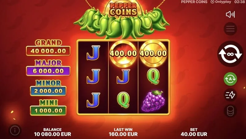 Pepper Coins - bonusové mince v kole Hold and Win