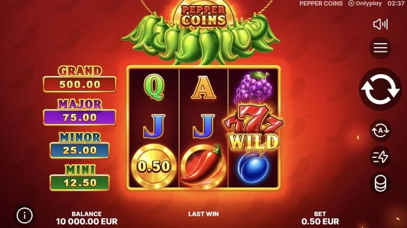 Pepper Coins - symbol Wild na válcích